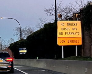 No Trucks on Parkways sign