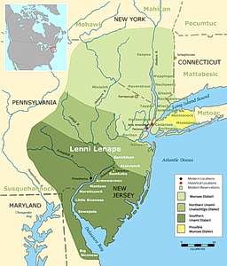 Northern Expansion of the Lenape Indians. map.