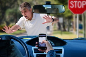 Man about to be hit by a car