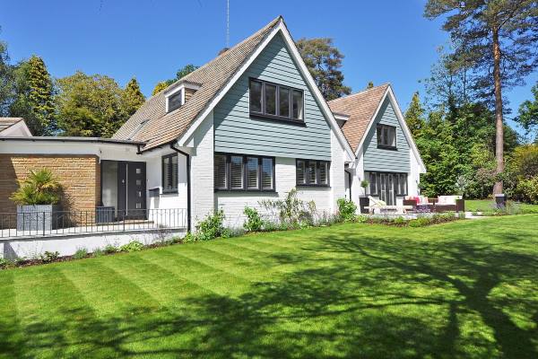 House with lawn in foreground