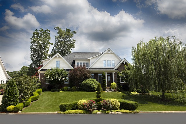 House with lawn in front