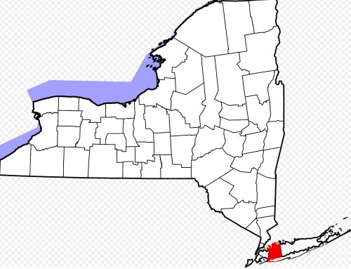 Map of NYS with Nassau County in red