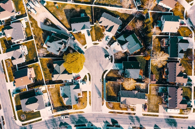 Arial view of a cul-de-sac