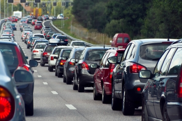 Bumper to bumper traffic on a main road