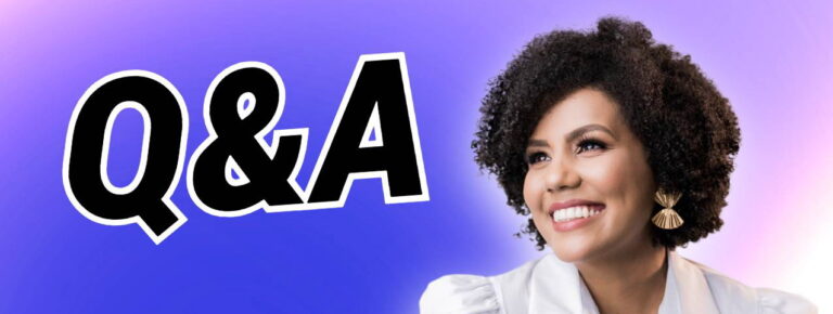 Q&A image with woman smiling