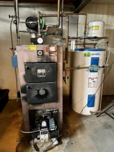 Oil heating furnace in private home